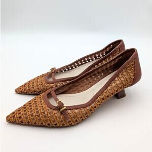 Franco Sarto Janessa Kitten Heel Pump Women's Wicker Brown Size US6M EU36
